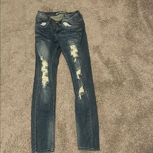 Machine Boot Cut Jeans with Distressed Details